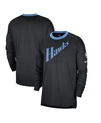 Nike Men's Black Atlanta Hawks 2024/25 City Edition Authentic Pregame Performance Long Sleeve Shooting T-Shirt