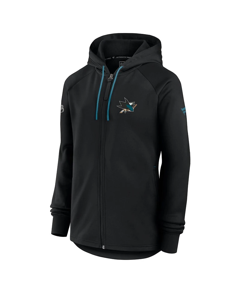 Fanatics Women's Black San Jose Sharks Authentic Pro Rink Fleece Full-Zip Jacket