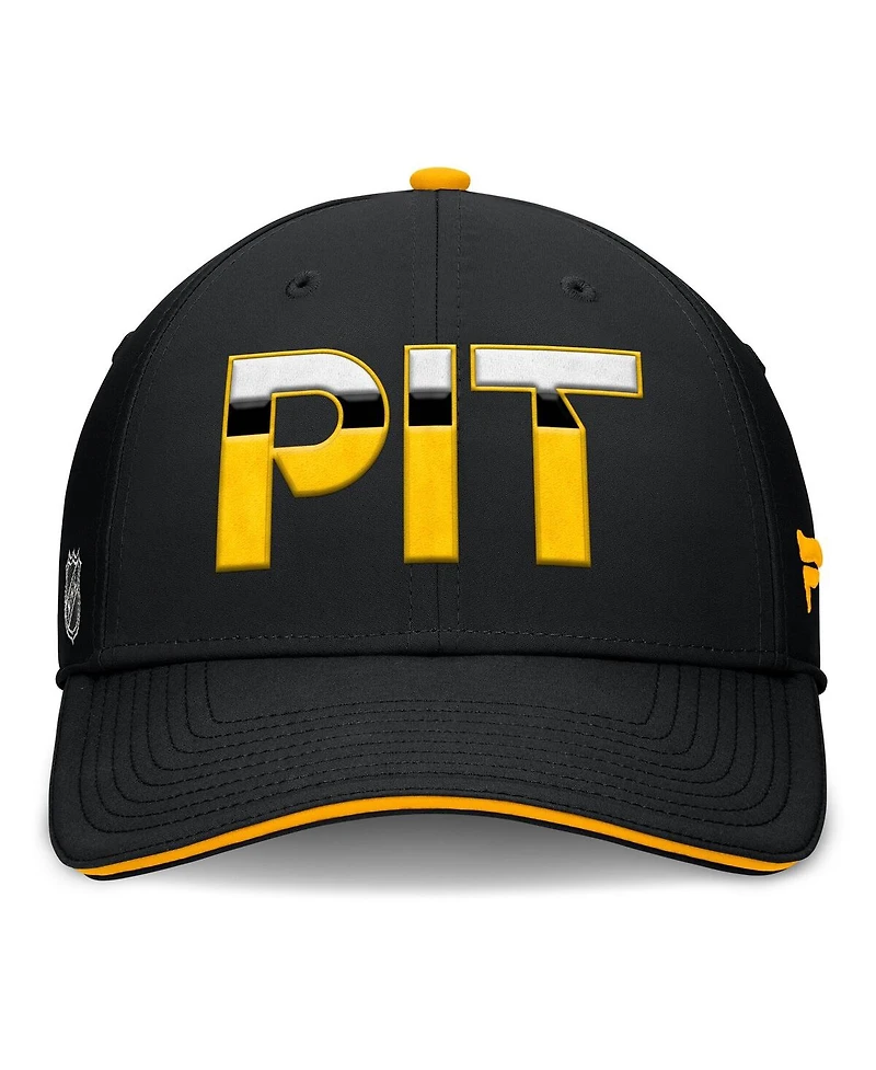 Fanatics Men's Black/Gold Pittsburgh Penguins Authentic Pro Rink Team Code Flex Hat