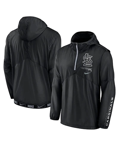 Nike Men's Black St. Louis Cardinals Authentic Night Game Performance Half-Zip Windbreaker