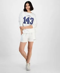 Planet Heart Juniors Graphic Patch Crewneck Sweatshirt High Rise Sweatshorts