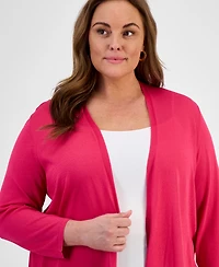 Kasper Plus Size 3/4-Sleeve A-Line Cardigan