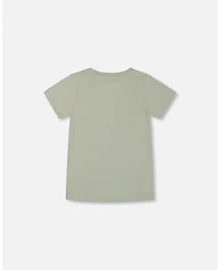 Deux par Deux Baby Boys Short Sleeve Organic Cotton Graphic Tee Sage And Multi