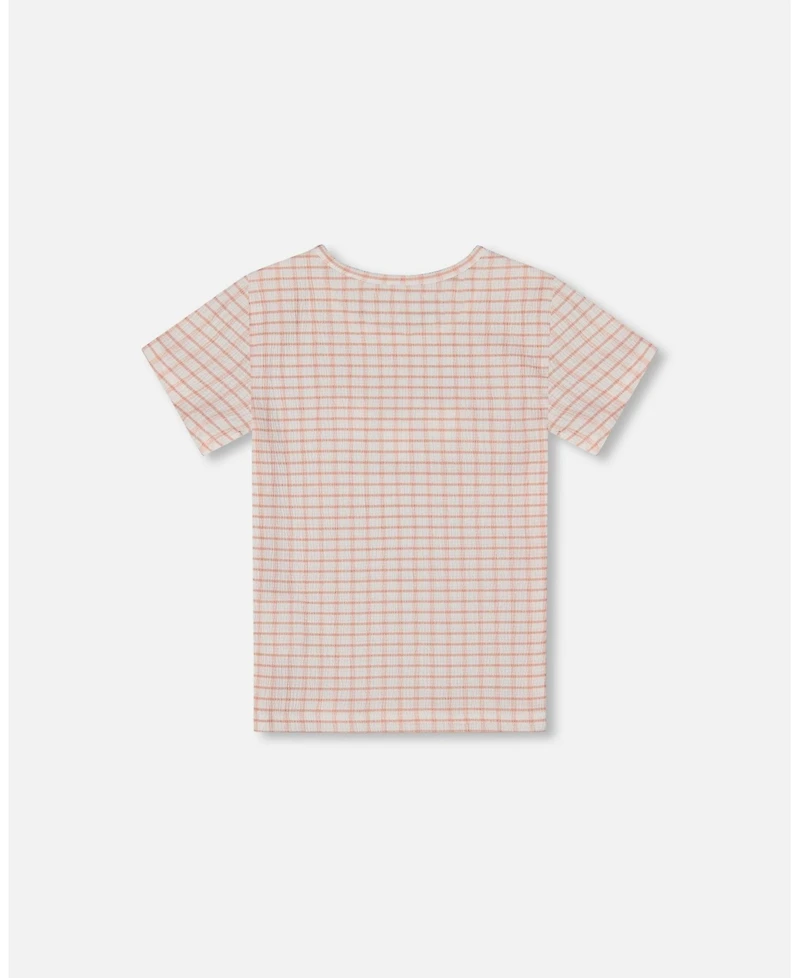 Deux par Big Girls Crinkle Top With Applique Light Old Pink