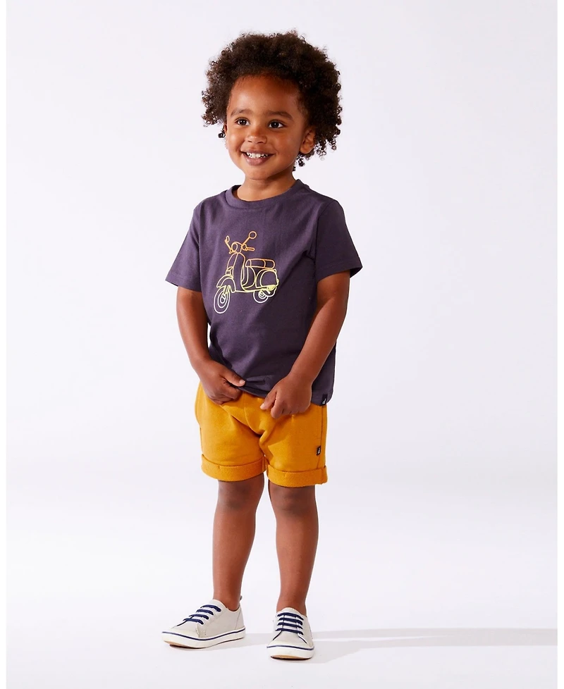 Deux par Deux Toddler Boys Organic Cotton Tee Dark Gray And Multicolored Vespa - Toddler|Child