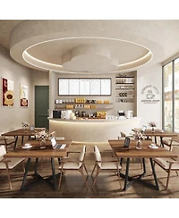 Tribesigns Square Dining Table Set of 6, Industrial Dinner Table with Metal Base, Wood Kitchen Table for 10 People, Brown Bar Table for Restaurants, K