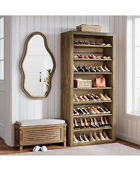 Tribesigns 71" Tall Shoe Cabinet, Large Wood Freestanding Shoe Storage Organizer for 32-36 Pairs, 8-Tier Vertical Shoe Rack with Adjustable Shelves fo