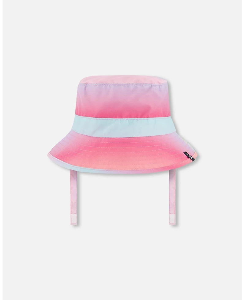 Deux par Deux Baby Girls Printed Beach Sun Hat Pink, Orange, And Turquoise