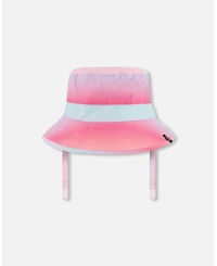 Deux par Deux Baby Girls Printed Beach Sun Hat Pink, Orange, And Turquoise