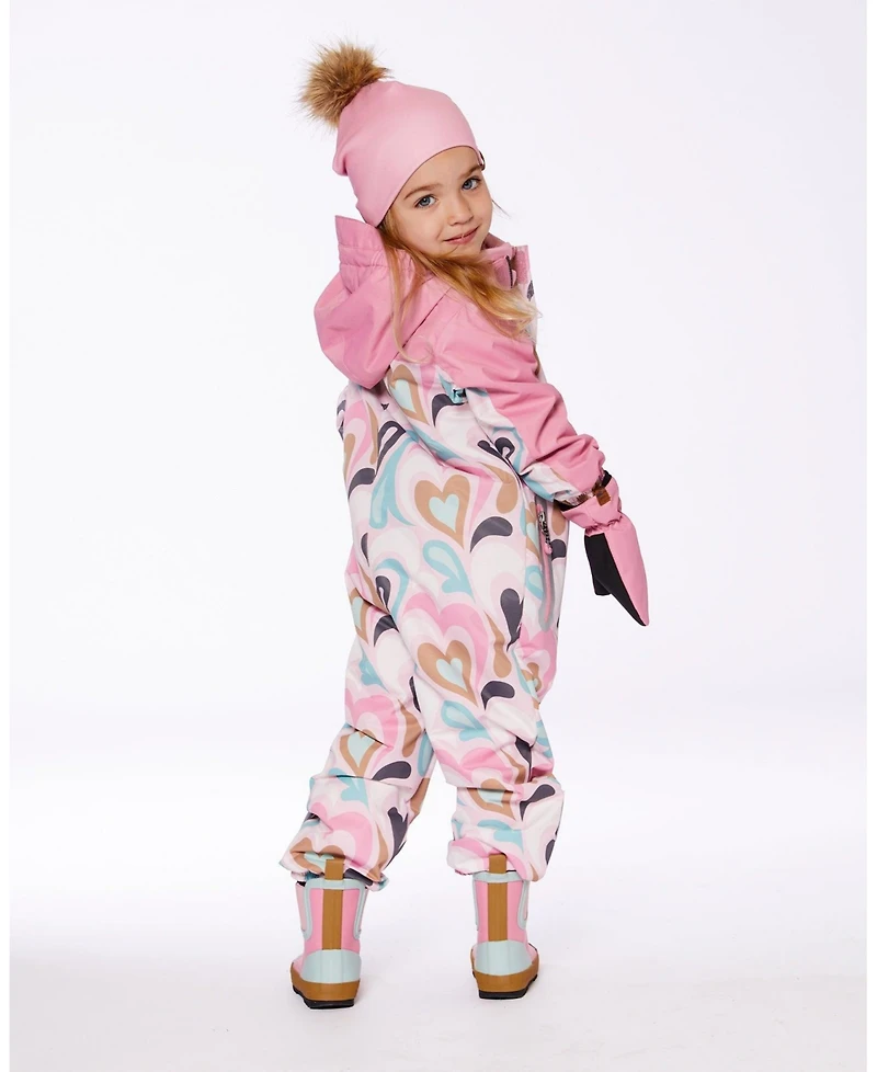 Deux par Kids Unisex Printed Mid-Season One-Piece Outerwear Light Pink With Hearts - Toddler|Child
