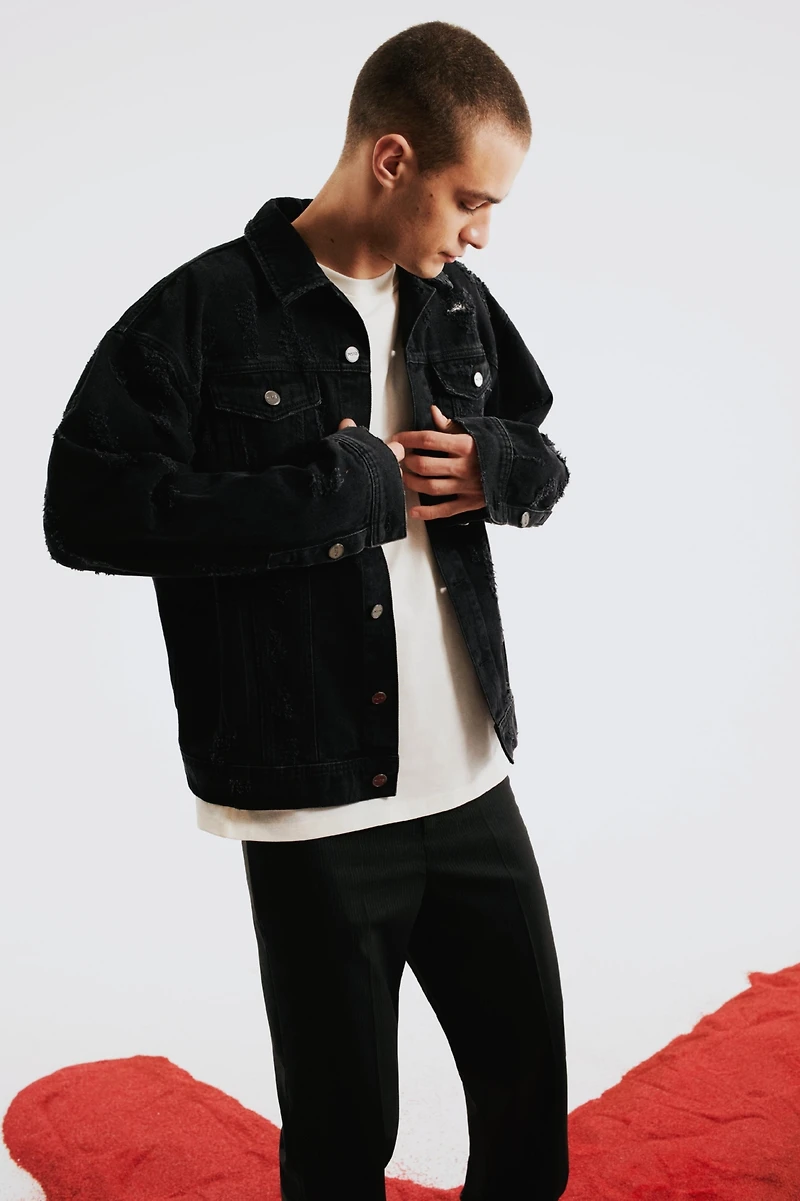 Pcfg Men's Distressed Denim Jacket