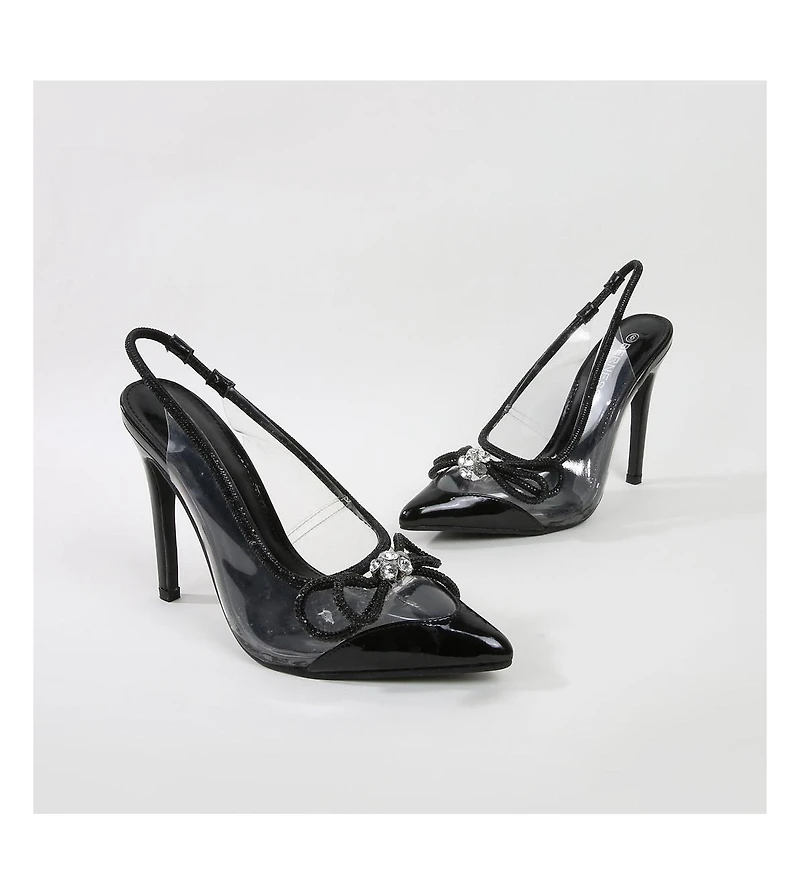 Serena Clear Slingback with Rhinestone Accents