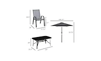 Outdoor Dining Table and Chair Set with Umbrella Complete Patio Furniture Set for 4-6 People
