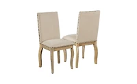 Set of 4 Upholstered Dining Chairs with Nailhead Trim for Dining Room or Kitchen