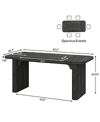 Tribesigns Farmhouse Dining Table for 4-6 People, 62-Inch Modern Kitchen with Double Robust Pedestal, Wooden Dinner Table(Only Table)