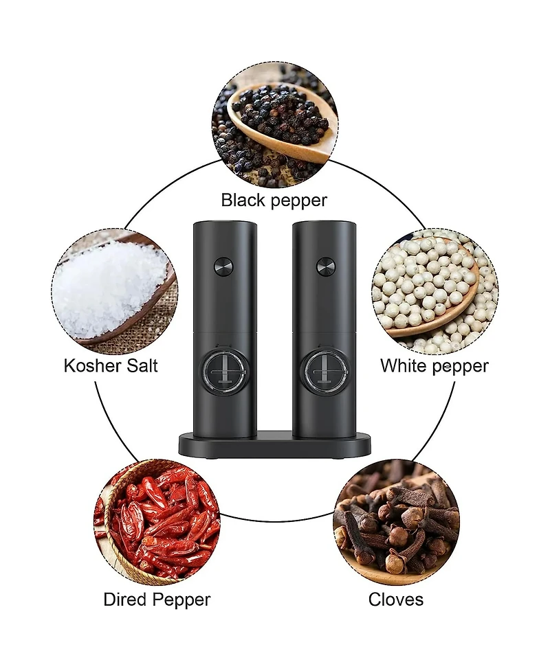 Salt and Pepper Grinder Set Adjustable Coarseness Automatic Battery Powered