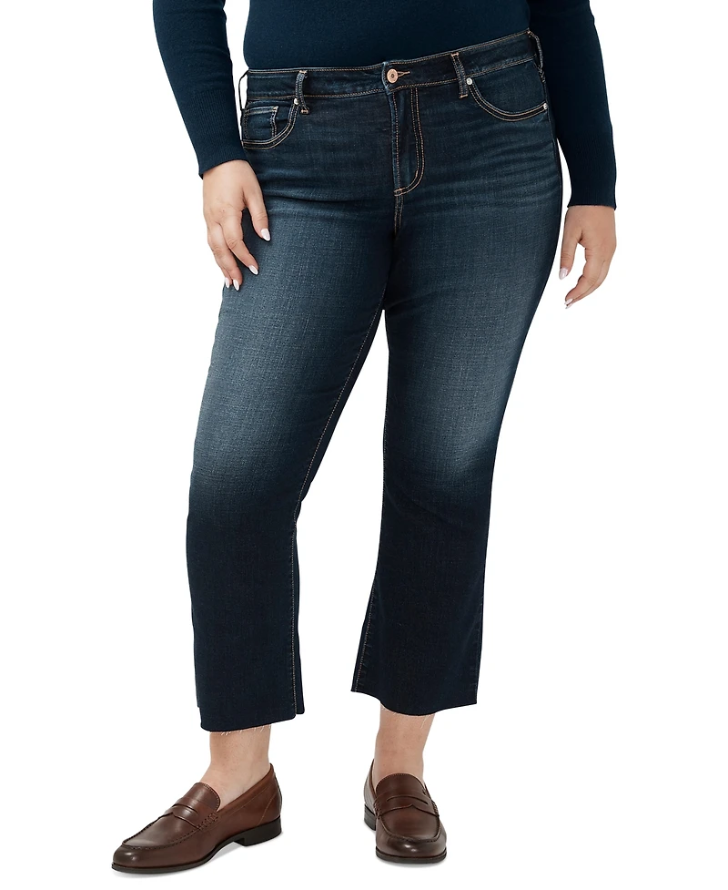 Silver Jeans Co. Plus Size Suki Kick-Flare Cropped Cut-Hem Denim Jeans