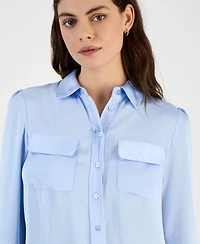 Bar Iii Women's Button-Front Long-Sleeve Blouse, Exclusively at Macy's