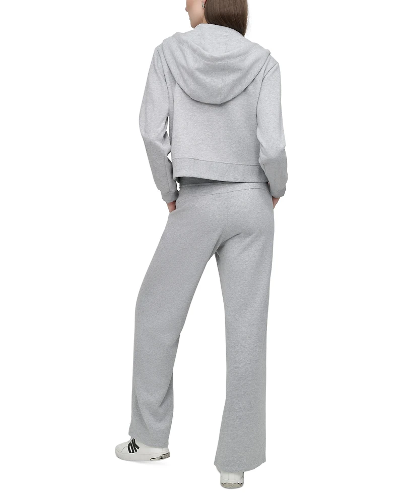 Dkny Sport Women's Studded-Logo Full-Zip Fleece Hoodie