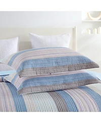 Marcielo 3Pcs 100% Cotton Quilt Bedspread Set Reversible Bedding Striped Queen