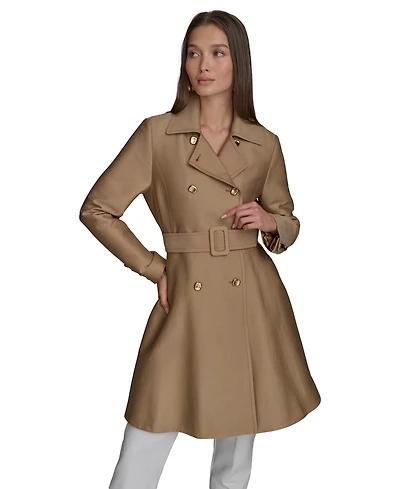 Donna Karan New York Women's Double-Breasted Skirted Trench Coat