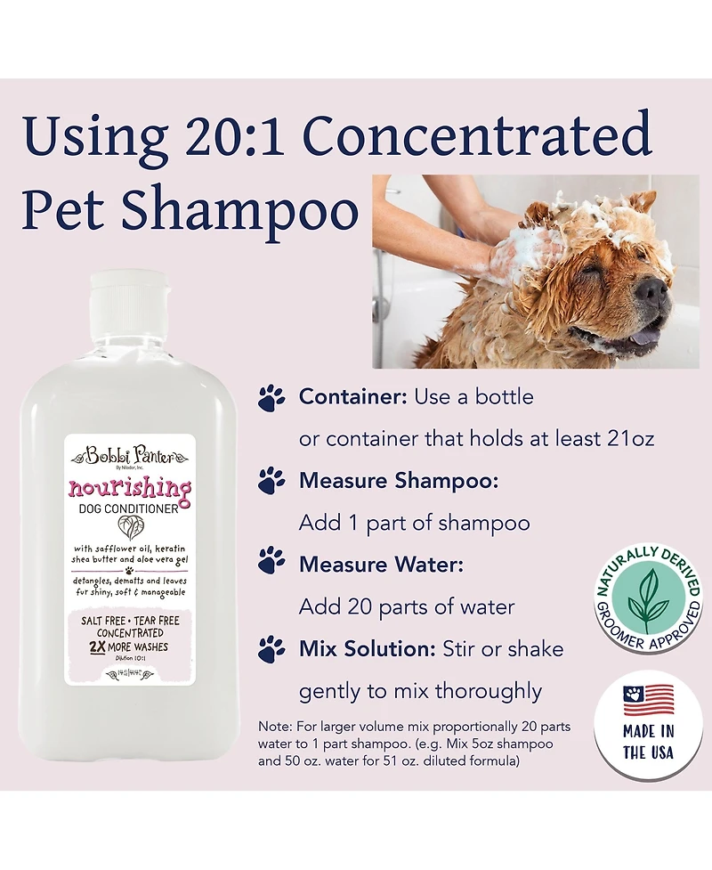 Bobbi Panter (Botanical) Nourishing Dog Conditioner Safflower Oil, Keratin, Shea Butter, Aloe Vera "Fresh"