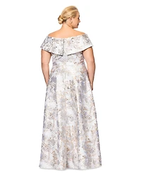 Xscape Plus Size Off-The-Shoulder Brocade Ball Gown