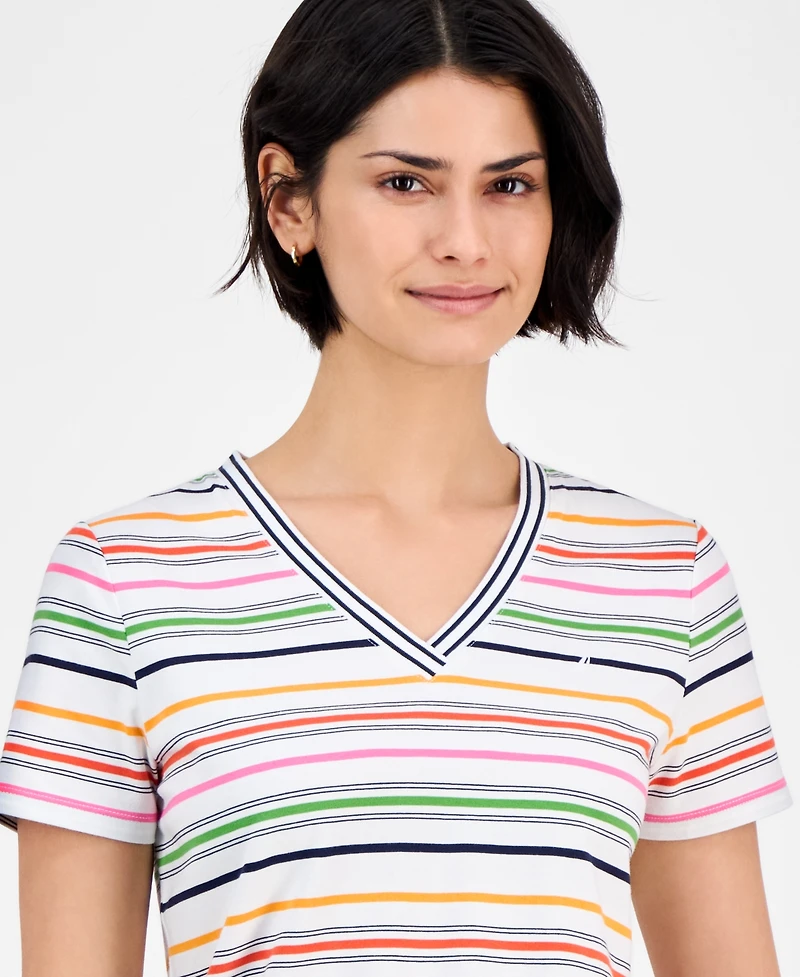 Nautica Jeans Women's Striped V-Neck T-Shirt