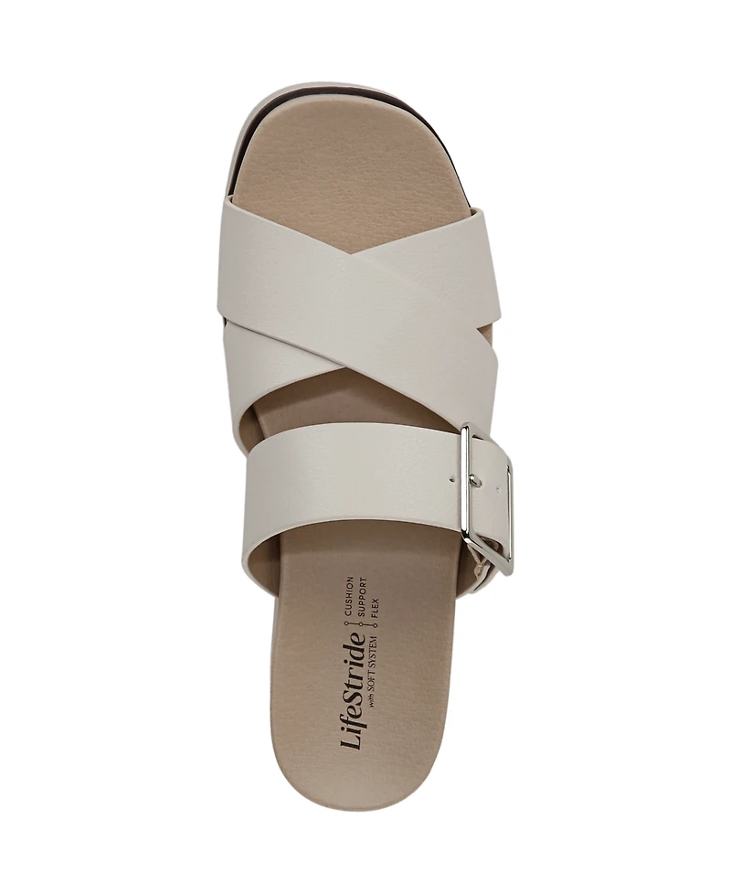 LifeStride Women's Getaway Open Square Toe Platform Slide Sandals