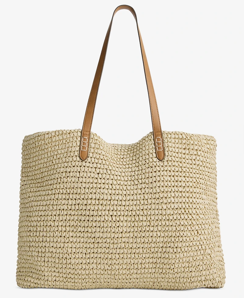 Style & Co Extra-Large Geo Pattern Straw Tote, Exclusively at Macy's