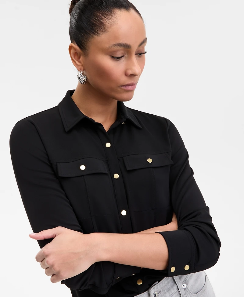 I.n.c. International Concepts Women's Knit Utility Shirt, Exclusively at Macy's