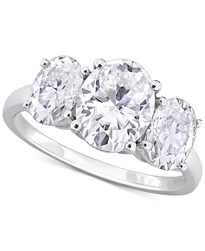 Macy's Moissanite Three Stone Ring (4 ct. t.w.) in Sterling Silver