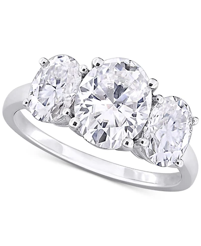 Macy's Moissanite Three Stone Ring (4 ct. t.w.) in Sterling Silver