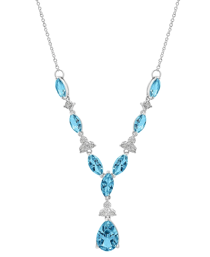 Blue Topaz (8 ct. t.w.) & Diamond (1/10 ct. t.w.) 17" Lariat Necklace in Sterling Silver