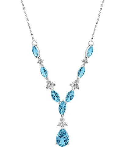 Blue Topaz (8 ct. t.w.) & Diamond (1/10 ct. t.w.) 17" Lariat Necklace in Sterling Silver