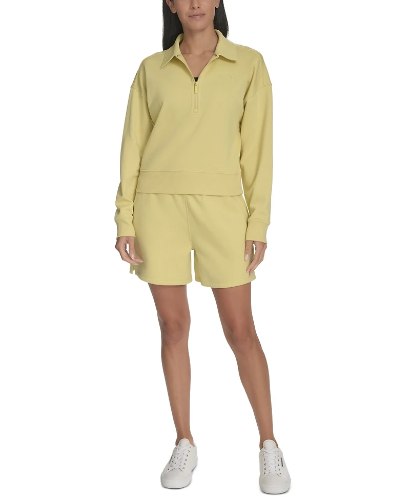 Calvin Klein Women's French Terry Collared Half-Zip Pullover Top