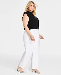 Bar Iii Trendy Plus High-Rise Wide-Leg Ponte-Knit Pants, Created for Macy's