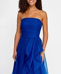 B Darlin Juniors' Asymmetric Drape Strapless Ball Gown, Created for Macy's