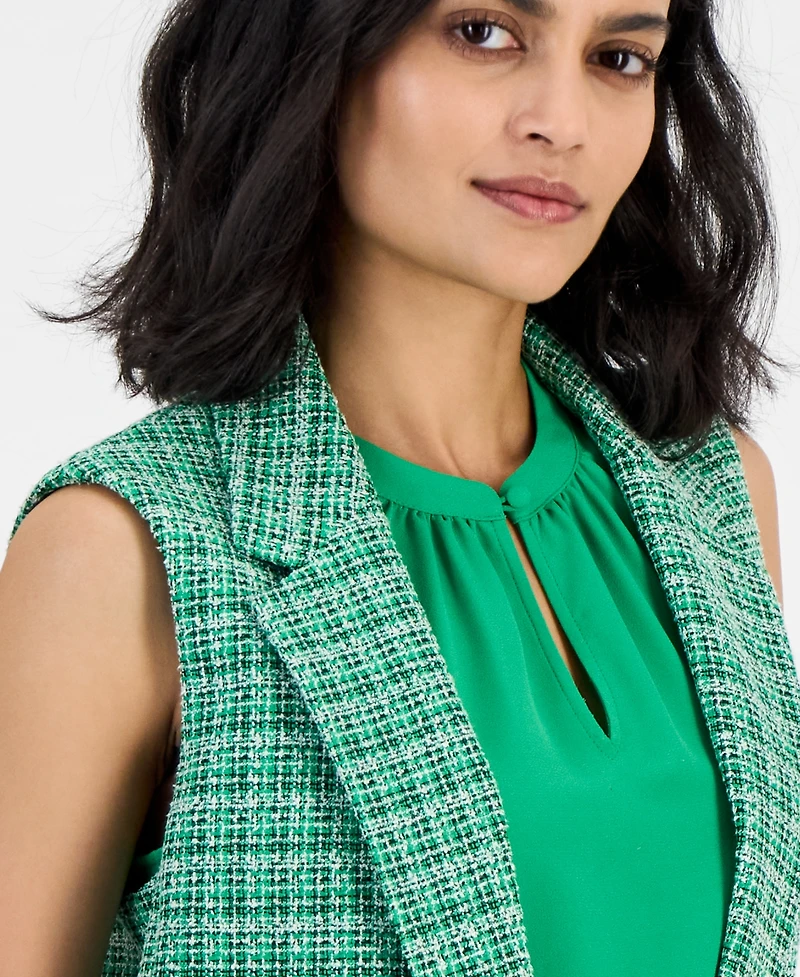 Kasper Women's Tweed Open-Front Notch-Collar Vest