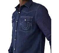 True Religion Men's Dark Wash Western Shirt