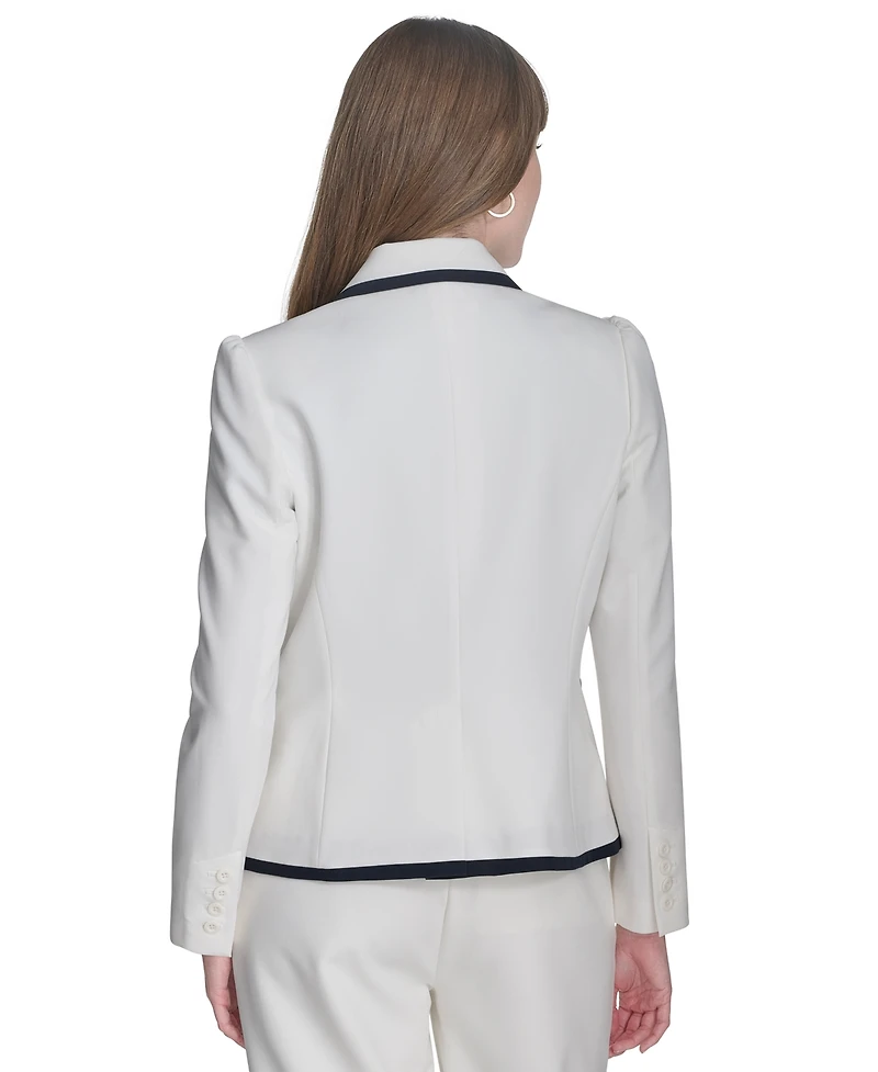 Tommy Hilfiger Women's Contrast-Trim Puff-Sleeve Jacket