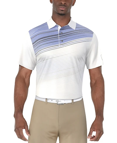 Pga Tour Men's Stripe Print Short Sleeve Golf Polo Shirt