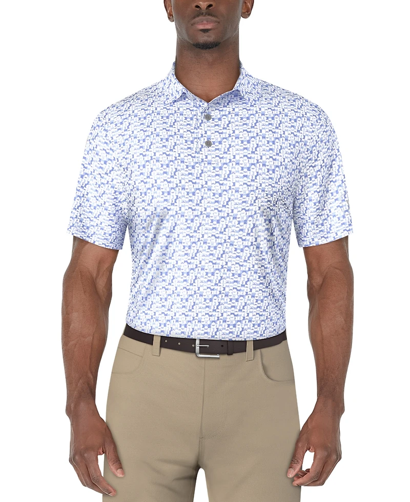 Pga Tour Men's Classic-Fit Geo-Print Golf Polo Shirt