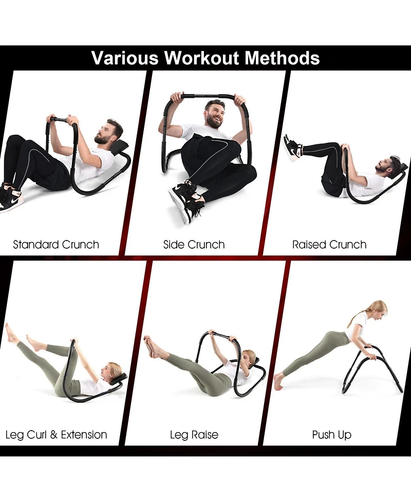 Portable Ab Trainer with Headrest and Foam Handle for Office Home Gym