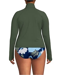 Lands' End Plus SunShade Upf 50 Long Sleeve Quarter Zip Rash Guard