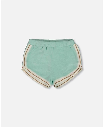 Deux par Baby Girls Terry Cloth Short Turquoise And Beige