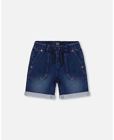Deux par Deux Toddler Boys French Terry Denim Short Dark Denim Blue - Toddler|Child