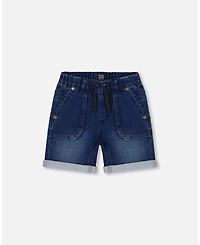 Deux par Deux Toddler Boys French Terry Denim Short Dark Denim Blue - Toddler|Child