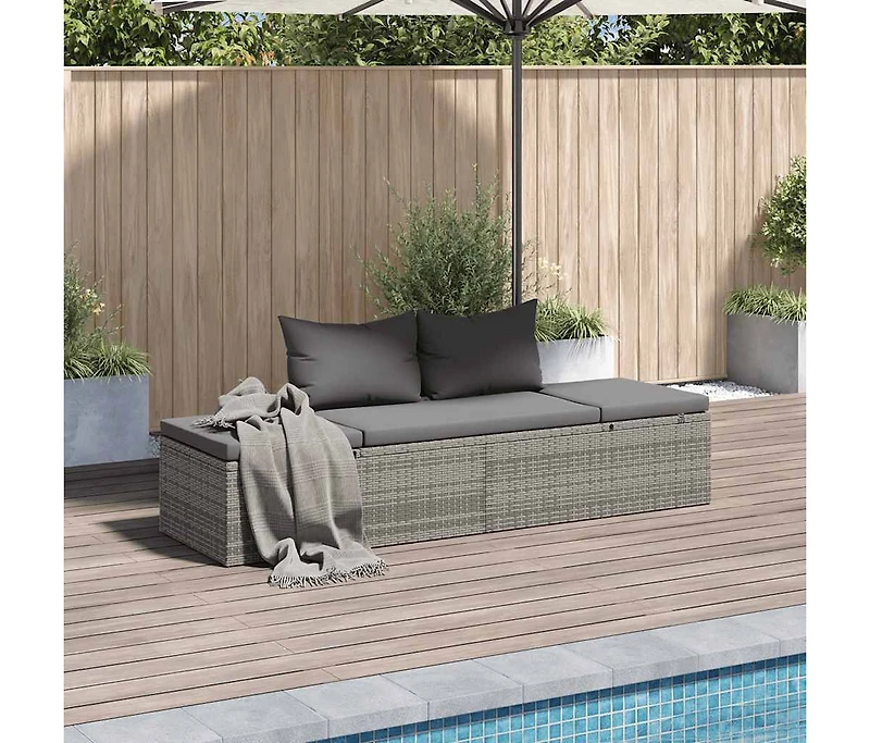 Patio Bed Gray 76.8"x23.6" Poly Rattan