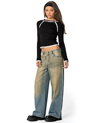 Edikted Womens Edith Lacey Ribbed Top